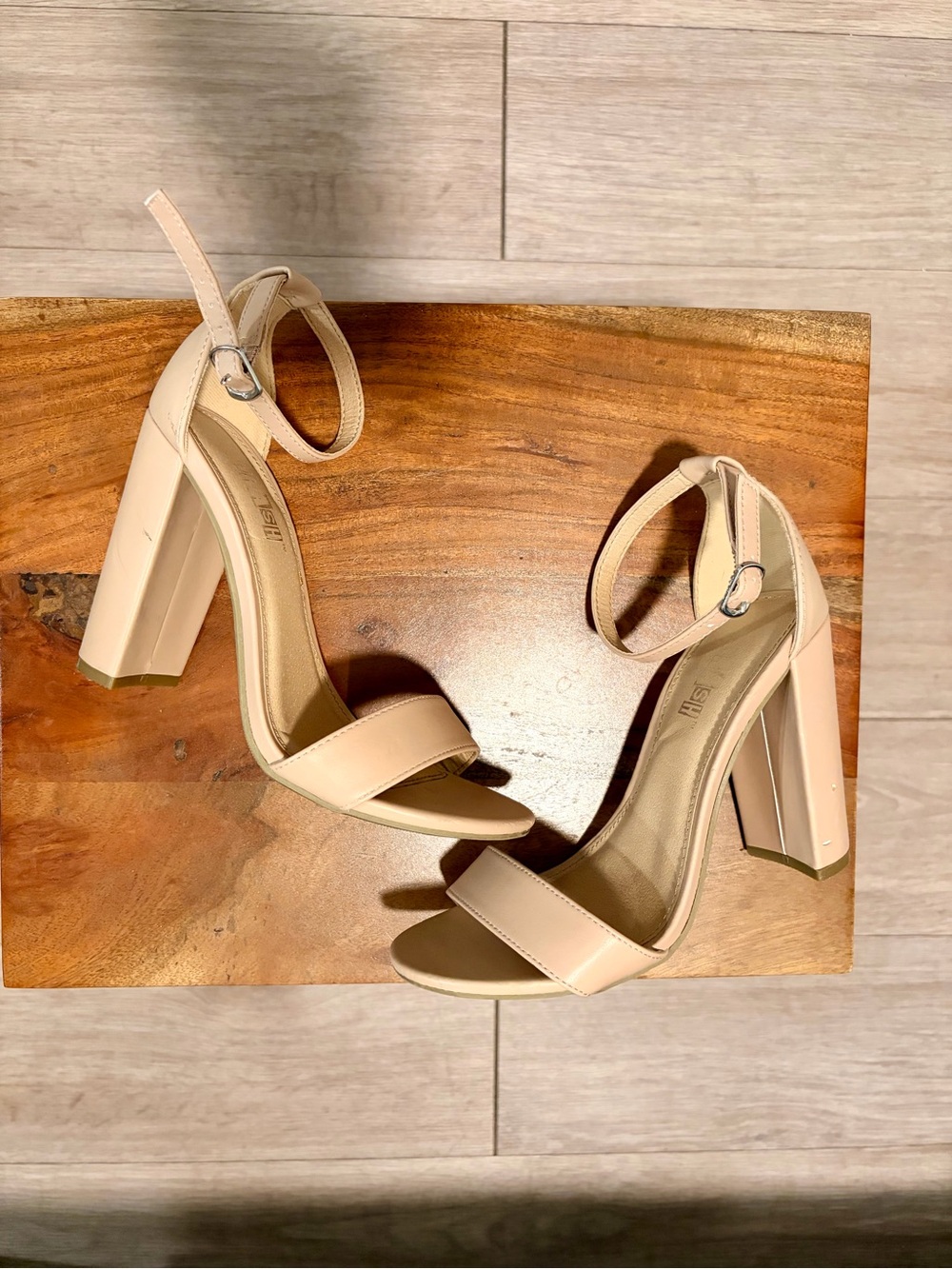 Brash Nude Ankle-Strap Block Heel Sandals